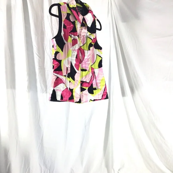 Etcetera Puffy 100% Silk Multi Colored Vest Size 8 - Picture 10 of 13